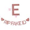 21st Birthday Decorations for Her, Pre-Strung RIP FAKE ID Banner -Rose Gold Glitter, Happy 21 Year Old Party Birthday Sign gifts view 2