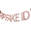 21st Birthday Decorations for Her, Pre-Strung RIP FAKE ID Banner -Rose Gold Glitter, Happy 21 Year Old Party Birthday Sign gifts view 3