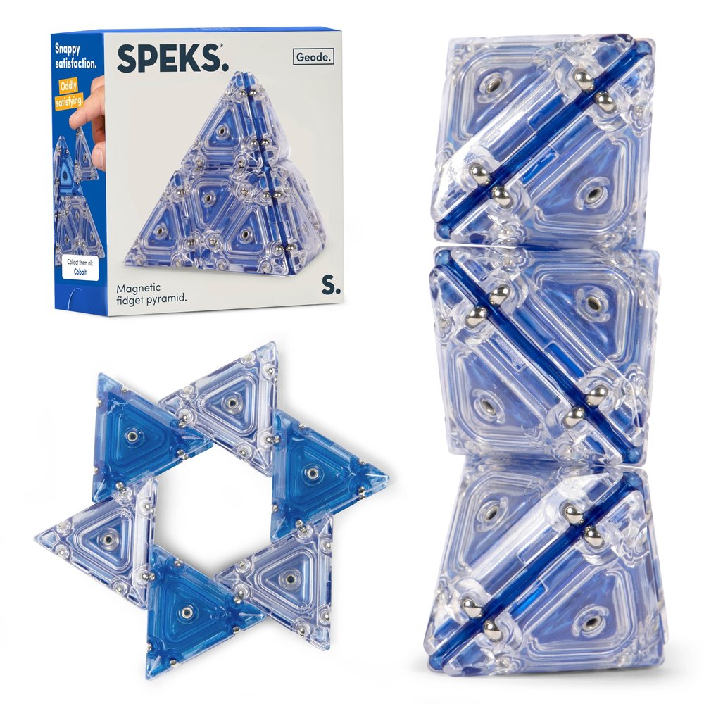Speks Geode Magnetic Fidget Toy | Sensory Desk Toy for Adults & Teens 14+ | Stress Relief Gift | Pyramid, Cobalt