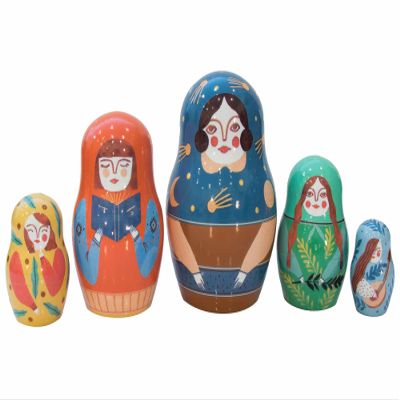 Golden Cockerel Five Sisters Companion Nesting Doll 5pc./5" Based on The Book Five Sisters Matryoshka Babushka