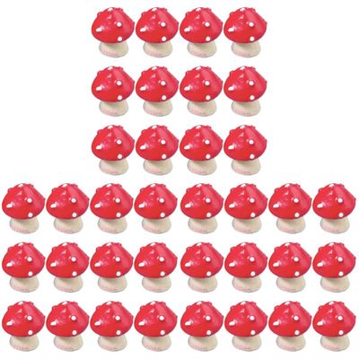 BESTOYARD 36 pcs Miniature Mushroom DIY dollhouse ornament Miniature Landscape Ornament fairy garden decoration mini plant pots Red Mushroom Shaped Desktop Decor Succulents ornaments