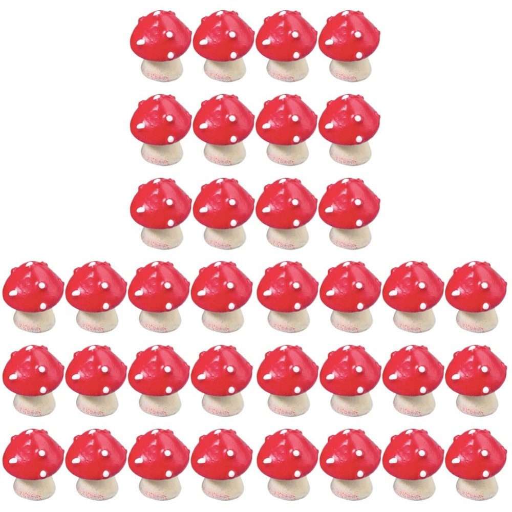 BESTOYARD 36 pcs Miniature Mushroom DIY dollhouse ornament Miniature Landscape Ornament fairy garden decoration mini plant pots Red Mushroom Shaped Desktop Decor Succulents ornaments