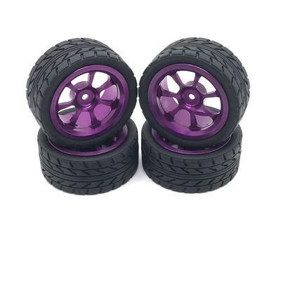 Greendhat for Wltoys 144001 A959 A959-B 124019 124018 RC Car Parts 65mm Metal Wheel Rim + High Grip Rubber Tires Tyres ( Color : Purple )
