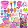 TOY Life 41 Pcs Beach Toys for Kids Ages 4-8 Collapsible Sand Toys Toddlers with Silicone Bucket Shovels & Sand Castle Building Kit Molds, Sandbox Toy Travel, Beach Party, Fishing, Summer Activities view 1