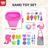 TOY Life 41 Pcs Beach Toys for Kids Ages 4-8 Collapsible Sand Toys Toddlers with Silicone Bucket Shovels & Sand Castle Building Kit Molds, Sandbox Toy Travel, Beach Party, Fishing, Summer Activities view 3