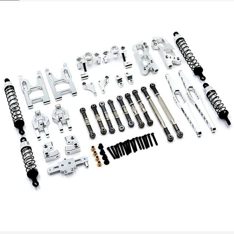 Greendhat Car Accessories Compatible with WL RC 12428 12423 FY03 Metal Accessories Kit Shock Absorbers Toy Parts 13Piece Set ( Color : Silver )