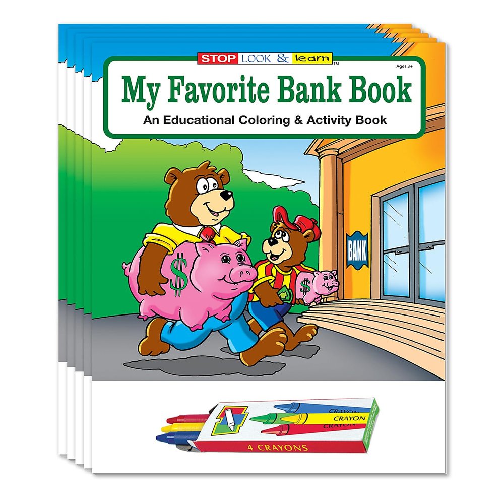 ZOCO My Favorite Bank Coloring Books (50 Bulk Pack, With Crayons) Banking & Financial Education Activities for Kids