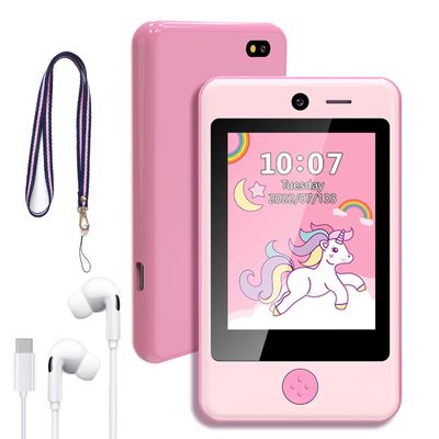 PTHTECHUS Kids Phone Toy for Boys Girls, 3.8 "Touch Screen Toddler Smartphone with Fun Cameras 16 Games MP3 Music Player Audio Recorder Pedometer Torch Alarm Clock Children Phone for Ages 4-14