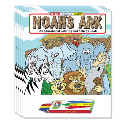 ZOCO Noahs Ark Coloring Books for Kids (50 Bulk Pack, With Crayons) Christian Religious Activity Books for Sunday School, VBS, CCD, Church Crafts and Events