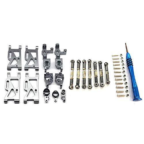 for WLtoys 1:14 144001 RC Car Upgrade Parts Metal Steering Swing Arm Base C Rear Hub Seat Servo Pull Rod ( Color : Gray )