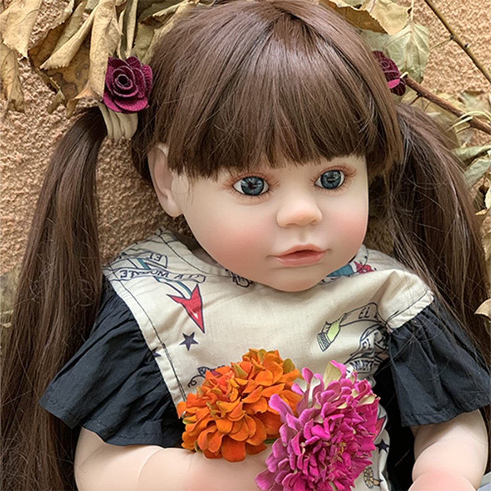 YIHANGG Silicone Reborn Doll 60cm Toy Girl 24inch Lifelike Reborn Toddler Doll Princess with Cloth Body Bebe Birthday Gift Dress Up