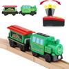 Battery Operated Locomotive Train Set for Wooden Train Tracks,Powerful Engine Train Vehicles Train Electric Remote Control Cars with Light&Sound Train Toy Gift for Kids Toddler view 1