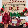 Lumberjack Buffalo Plaid Baby Shower Decorations for Boy - Customized Backdrop, It's a Boy Banner, Tablecloth and Cake Topper for Buffalo Plaid Theme view 4