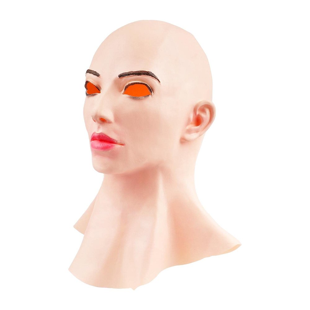ariarly Realistic Female Latex Mask,Masquerade Head Cover,Halloween Cosplay Drag Queen Fancy Dress Headgear Novelty Costume Party Latex Full Head Mask