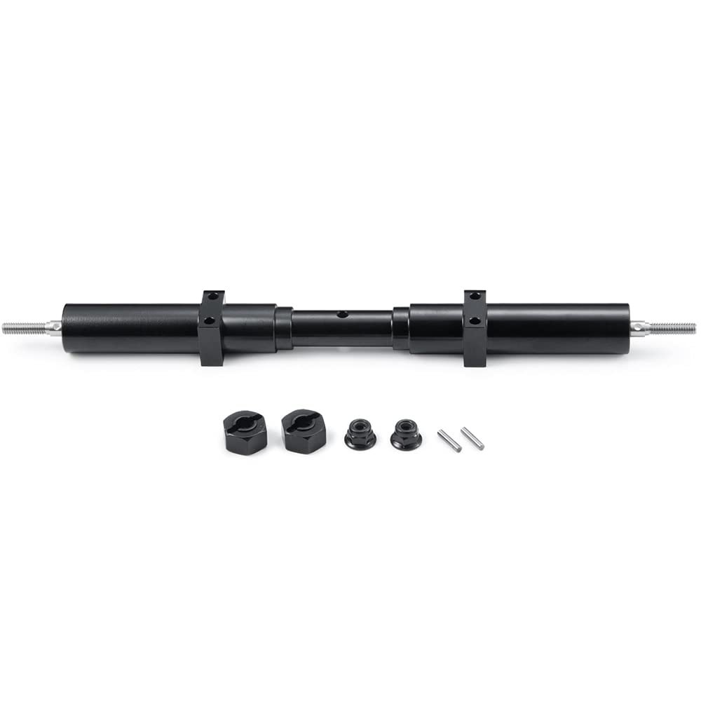 Black Metal Unpowered Rear Axle for Tamiya 1/14 RC Crawler Tractor Trailer 1/10 RC Car Upgrade Parts 133.5/155/182mm (Color : 182mm)