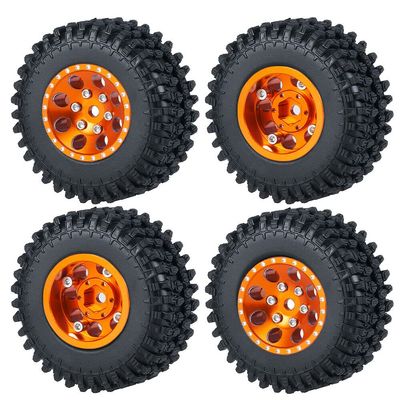 4Pcs 1.0" Beadlock 50 * 20mm/54 * 23mm Wheel Rims Tires Set for 1/24 RC Crawler Car Axial SCX24 90081 AXI00001 AXI00002 Part (Color : Light Grey)