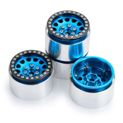 35mm Width RC 1.9" Beadlock Wheel Rims, 4pcs Metal Wheel Hubs for 1/10 Axial Scx10 SCX10 II Scx10 III D90 D110 TRX-4 (Blue & Black)