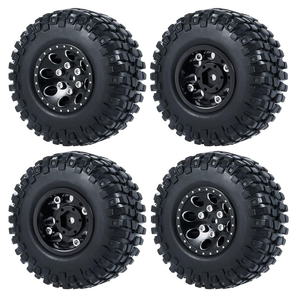 4Pcs 1.0" Beadlock 50 * 20mm/54 * 23mm Wheel Rims Tires Set for 1/24 RC Crawler Car Axial SCX24 90081 AXI00001 AXI00002 Part (Color : Pink)