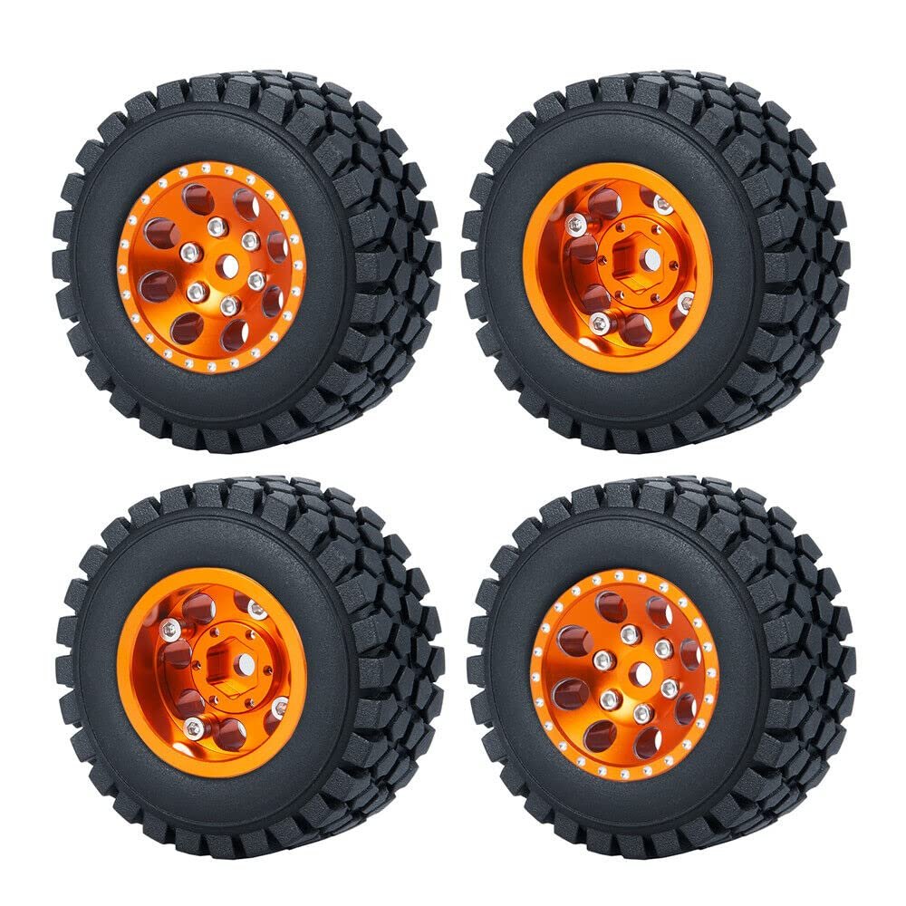4Pcs 1.0" Beadlock 50 * 20mm/54 * 23mm Wheel Rims Tires Set for 1/24 RC Crawler Car Axial SCX24 90081 AXI00001 AXI00002 Part (Color : Light Green)