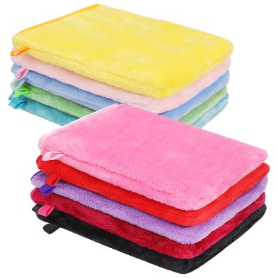 PHOGARY 10 PCS Microfiber Body Wash Mitts, Flannel Soft Face Mitten, Bath Spa Cloth, Reusable Makeup Remover Mitt Gloves, European Style Wash Cloth, 68inch, 10 Colors