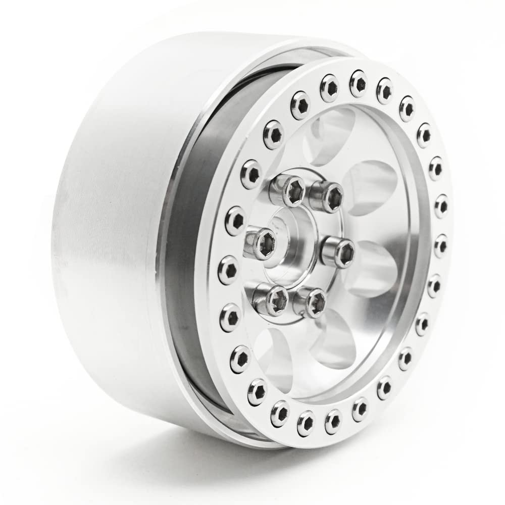 Metal Alloy 1.9'' Beadlock Wheel Rims 25mm Width for Axial SCX10 CC01 D90 1/10 RC Crawler Car Parts (Color : Silver 1pcs)