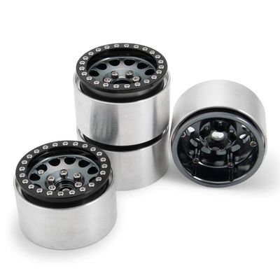 35mm Width RC 1.9" Beadlock Wheel Rims, 4pcs Metal Wheel Hubs for 1/10 Axial Scx10 SCX10 II Scx10 III D90 D110 TRX-4 (Titanium & Black)