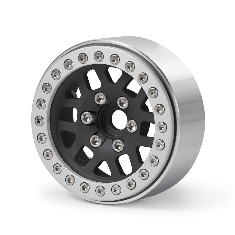 1/2/4PCS 1.9 Inch Metal Alloy Beadlock Wheel Rims for Axial SCX10 90046 90047 CC01 TRX4 1/10 RC Crawler Car Parts ( Color : Black Sliver 1pcs )
