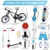 35 Pcs Mini Finger Toy Set, Finger Scooter, Finger Skateboards, Finger Shoes, Mini Finger Bikes, Finger Tops, Finger Pants, Finger Knee Pads, Tiny Swing Board, Mini Bike Wheels Toys for Party Favors view 2