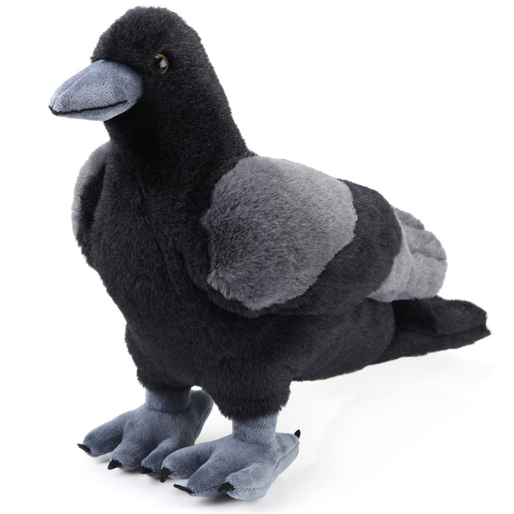 Aoriher 12 Inch Crow Plush Stuffed Animal Soft Black Fluffy Plush Toy Realistic Bird Stuffed Animal for Home Decoration Pet Party Favors Collection Supplies