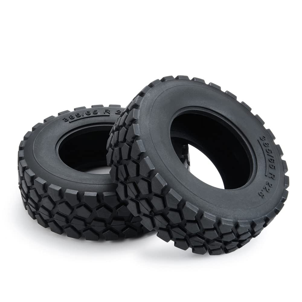 30mm Width Black Rubber Tyres Wheel Tires for Tamiya 1:14 RC Trailer Tractor Truck Front Wheel Rims 2# (Color : 2 Pcs)