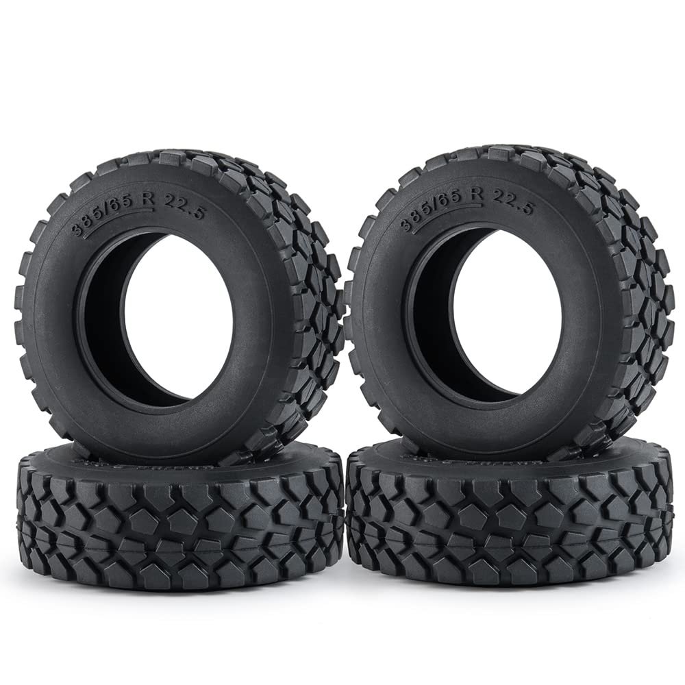 22/25/28/30mm Rubber Tyres Wheel Tires for Tamiya 1/14 RC Trailer Tractor Truck Front & Rear Wheel Rims Accessories Part (Color : 4Pcs Style 2)