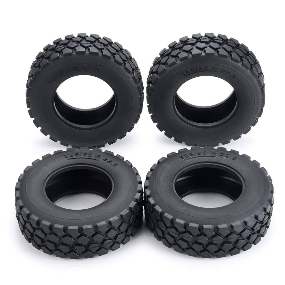 30mm Width Black Rubber Tyres Wheel Tires for Tamiya 1:14 RC Trailer Tractor Truck Front Wheel Rims 2# (Color : 4 Pcs)