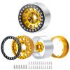35mm Width RC 1.9" Beadlock Wheel Rims, 4pcs Metal Wheel Hubs for 1/10 Axial Scx10 SCX10 II Scx10 III D90 D110 TRX-4 (Gold & Black) view 3