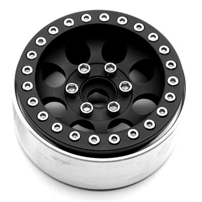 Metal Alloy 1.9'' Beadlock Wheel Rims 25mm Width for Axial SCX10 CC01 D90 1/10 RC Crawler Car Parts (Color : Black 1pcs)
