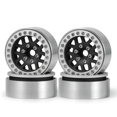 1/2/4PCS 1.9 Inch Metal Alloy Beadlock Wheel Rims for Axial SCX10 90046 90047 CC01 TRX4 1/10 RC Crawler Car Parts ( Color : Black Sliver 4pcs )