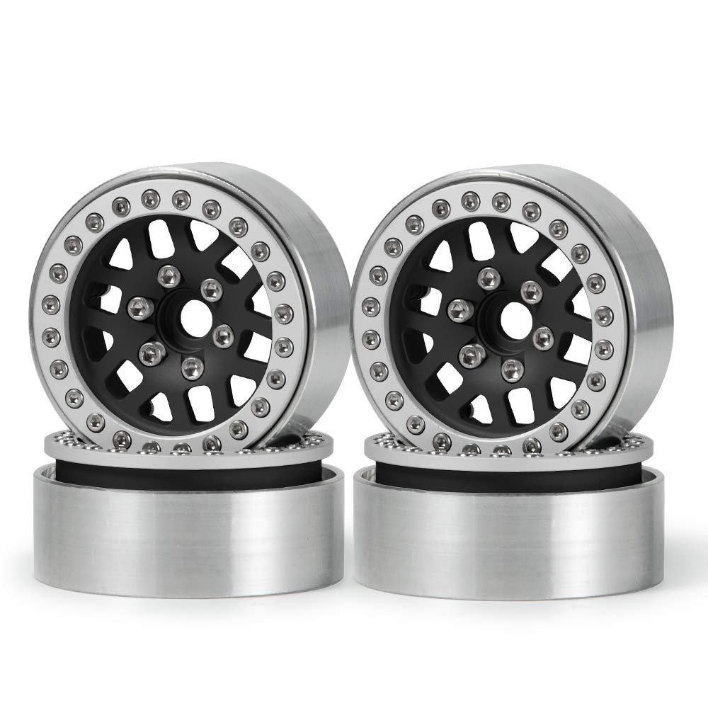 1/2/4PCS 1.9 Inch Metal Alloy Beadlock Wheel Rims for Axial SCX10 90046 90047 CC01 TRX4 1/10 RC Crawler Car Parts ( Color : Black Sliver 4pcs )