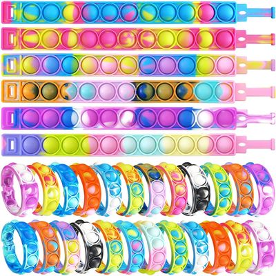 120 Pcs Random Pop Fidget Toy Fidget Bracelet, Sensory ToysMochi SquishiesWearable Push Poping Bubble Sensory Toys Stress Relief Finger Press Silicone Wristband for Kids and AdultsADHDAutism Anxiety