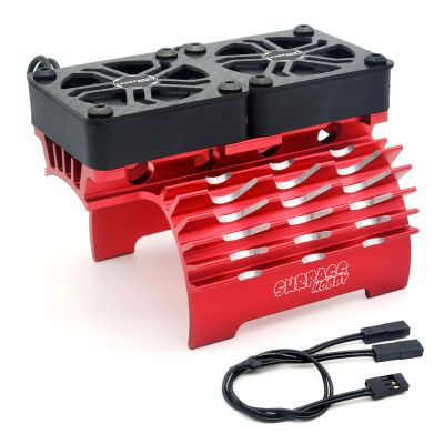RC Cooling Fans 16000RPM,40mm Dual Car Motor Cooling Fans with Metal Heatsink for 1/5 1/6 Scale RC Car Truck Diameter 55-58mm Motor (Red)