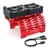 RC Cooling Fans 16000RPM,40mm Dual Car Motor Cooling Fans with Metal Heatsink for 1/5 1/6 Scale RC Car Truck Diameter 55-58mm Motor (Red) view 1