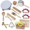 Wooden Musical Instruments Set for Toddlers 1-3, Natural Wood Percussion Instruments Xylophone Gift Set for Girls Boys Kids ,Preschool Educational Musical Toys with Storage Bag (Log Color) view 1