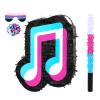 Sosation Music Piata Music Note Pinata Birthday Party Decorations Dj Kpop Theme Party Baby Shower with Wooden Stick Paper Blindfold Confetti Set for Boys Girls Adults, 16.1 x 12 x 2.8 Inch view 1