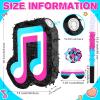 Sosation Music Piata Music Note Pinata Birthday Party Decorations Dj Kpop Theme Party Baby Shower with Wooden Stick Paper Blindfold Confetti Set for Boys Girls Adults, 16.1 x 12 x 2.8 Inch view 2