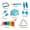 Wooden Musical Instruments Set for Toddlers 1-3, Natural Wood Percussion Instruments Xylophone Gift Set for Girls Boys Kids ,Preschool Educational Musical Toys with Storage Bag view 2