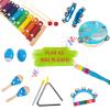 Wooden Musical Instruments Set for Toddlers 1-3, Natural Wood Percussion Instruments Xylophone Gift Set for Girls Boys Kids ,Preschool Educational Musical Toys with Storage Bag view 3
