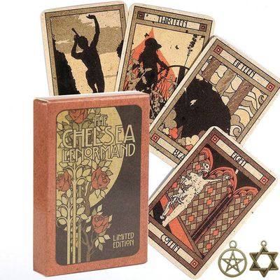 ZXKYZR8 Chelsea Lenormand Tarot Cards, 36Pcs Exquisite Tarot Cards Deck for Beginners, Board Game with Two Pendants, Entertainment Parties Tarot Deck Set Gifts for Expert Readers, Tarot Lover