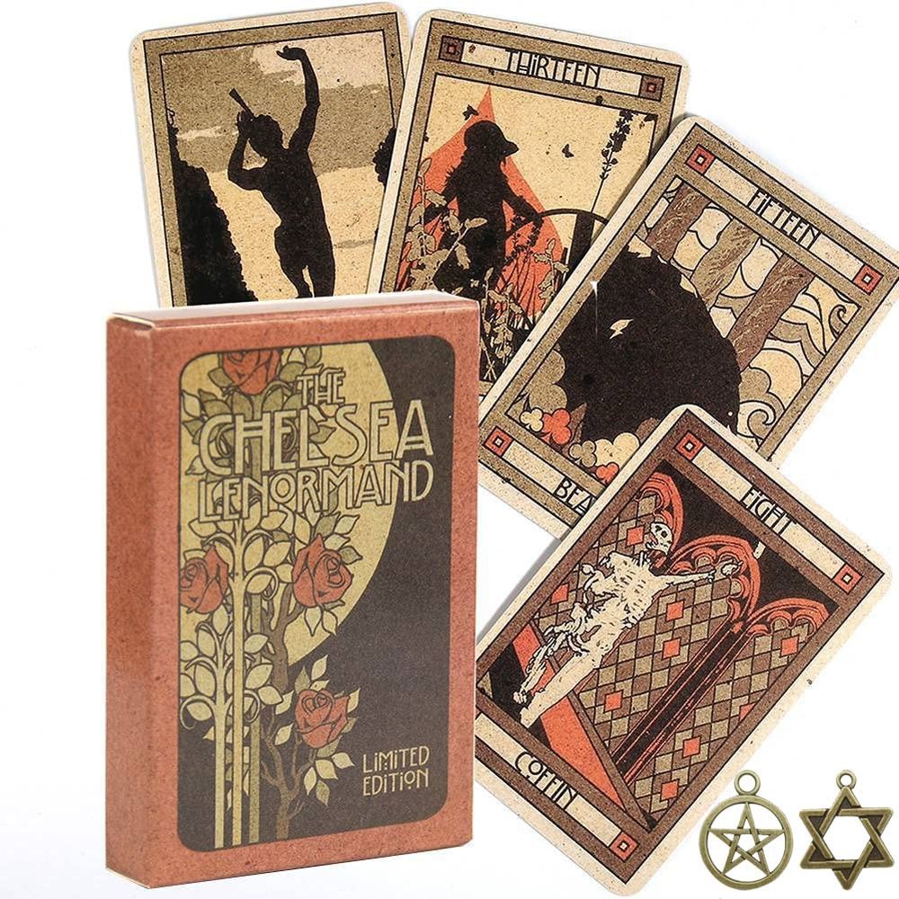 ZXKYZR8 Chelsea Lenormand Tarot Cards, 36Pcs Exquisite Tarot Cards Deck for Beginners, Board Game with Two Pendants, Entertainment Parties Tarot Deck Set Gifts for Expert Readers, Tarot Lover