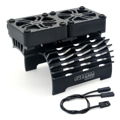 Surpass Hobby RC Cooling Fans 16000RPM,40mm Dual Car Motor Cooling Fans with Metal Heatsink for 1/5 1/6 Scale RC Car Truck Diameter 55-58mm Motor (Black)