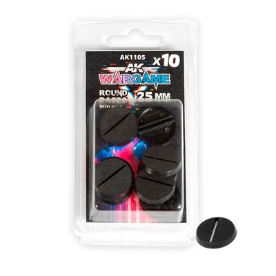 AK Bases AK1105 Plastic WARGAME Bases - Round Base with Lip 25mm (10pcs)