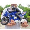 ZAVEIOP Remote Control Motorcycle, High Speed Self Balancing Single Wheel Stunt RC, 1/6 Scale 360 Rotating LED Flashlight Toy, Best Xmas Gift for Boys & Girls, Blue view 1