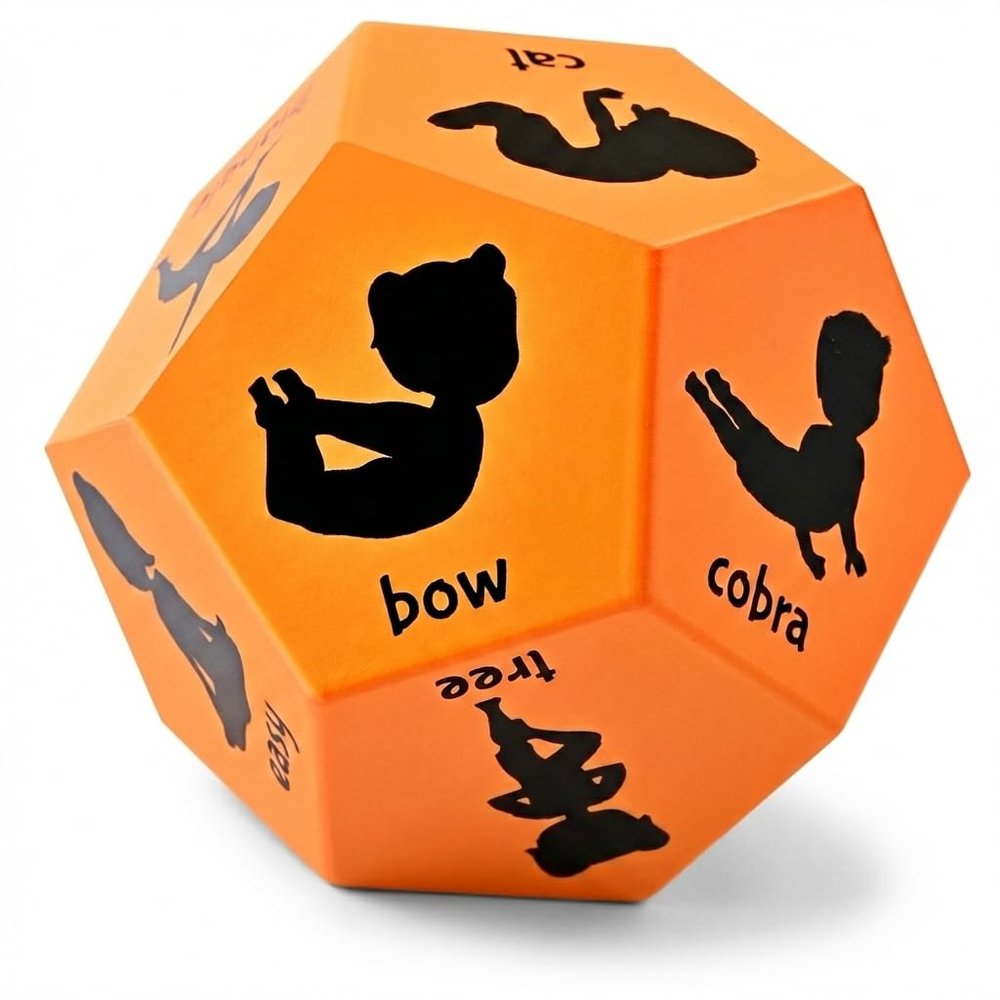 Covelico Yoga Dice - Yoga for Kids, Pose and Play Peaceful Kids Stretching Gymnastics Games and PE Equipment for Elementary School, Kindergarten, and Preschool, 12-Sided Foam Large Dice for Children